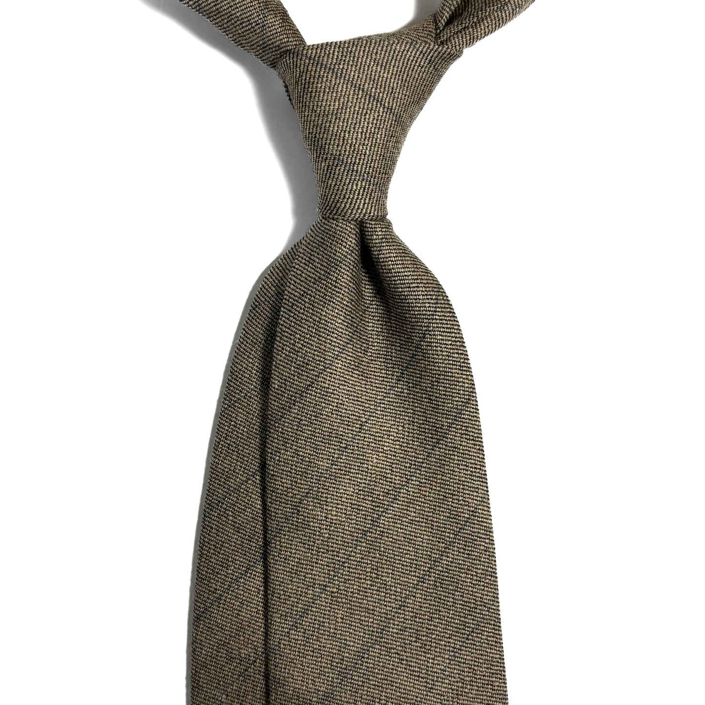 Beige Shadow Check Wool Challis Tie