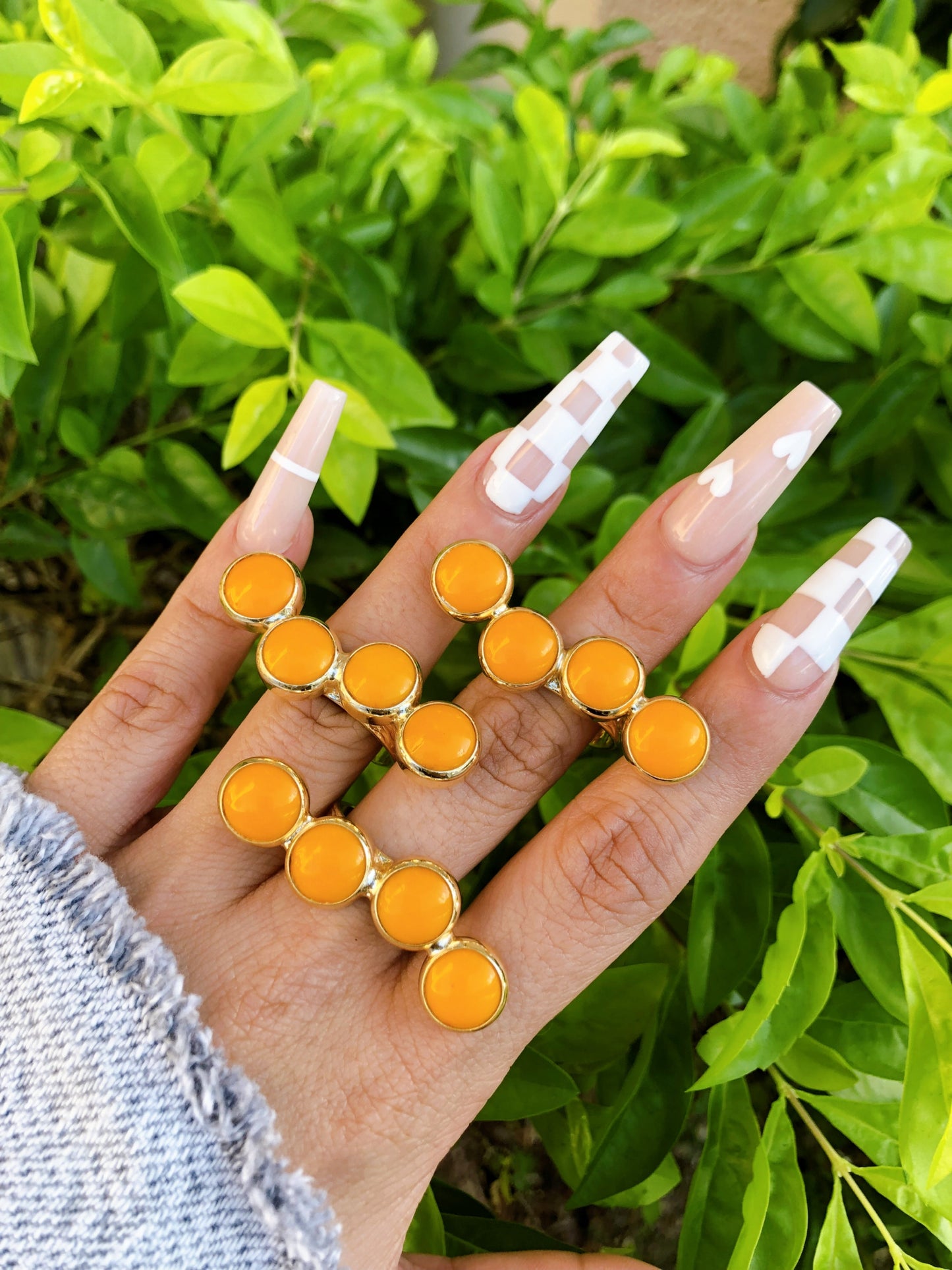 Orange Stone Ring Cuff