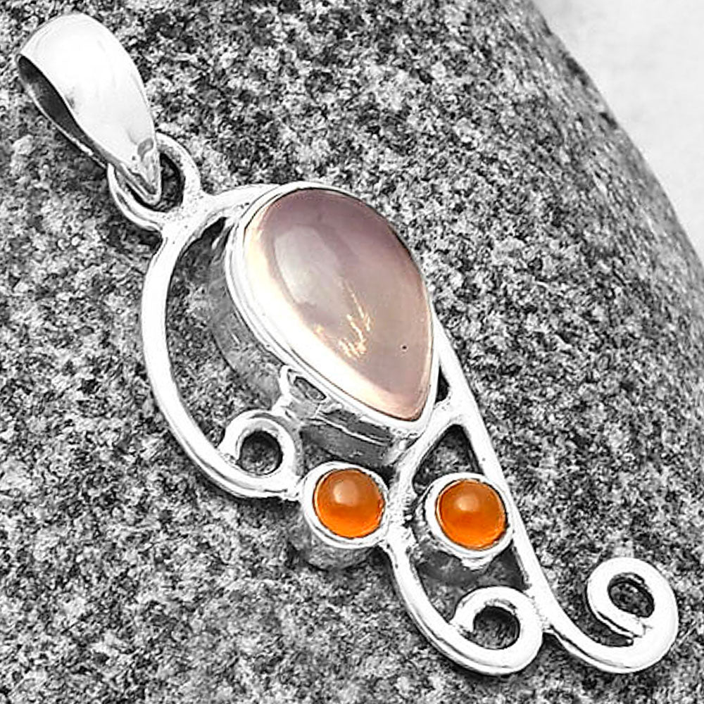 Rose Quartz - Madagascar & Carnelian Pendant P-1039 SDP139286