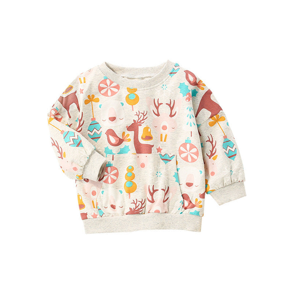 MyKids-USA® Baby Girl Deer Print Pattern O-Neck Fashion Hoodie