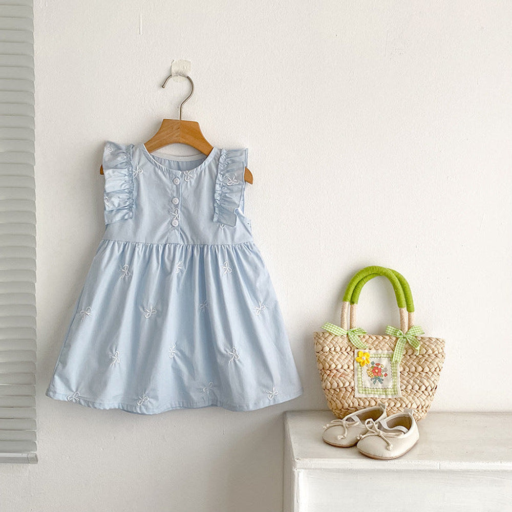 MyKids-USA® Baby Girls French-style Butterfly-Bows Embroidery Pattern Sleeveless bodysuit and Dress – Princess Sister Matching