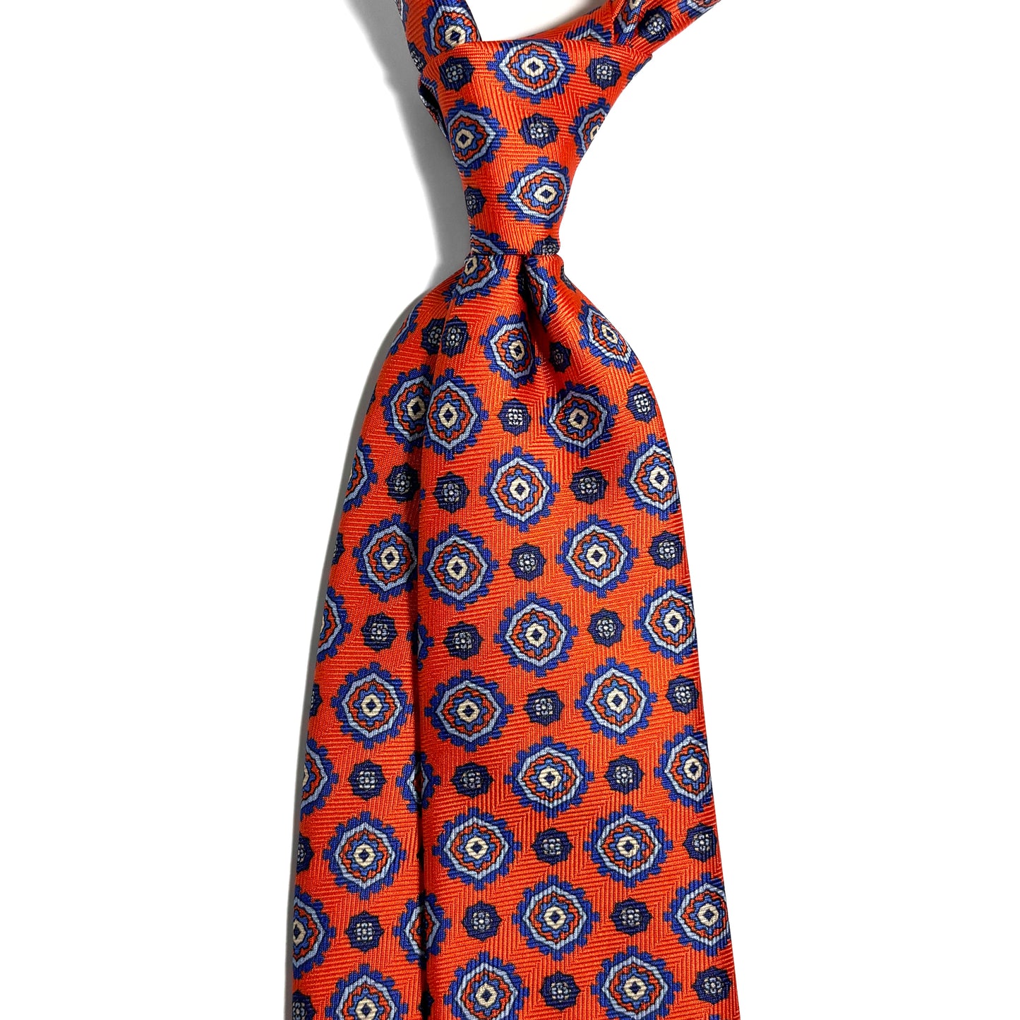 Orange Geometric Silk Tie (Handmade in Italy)