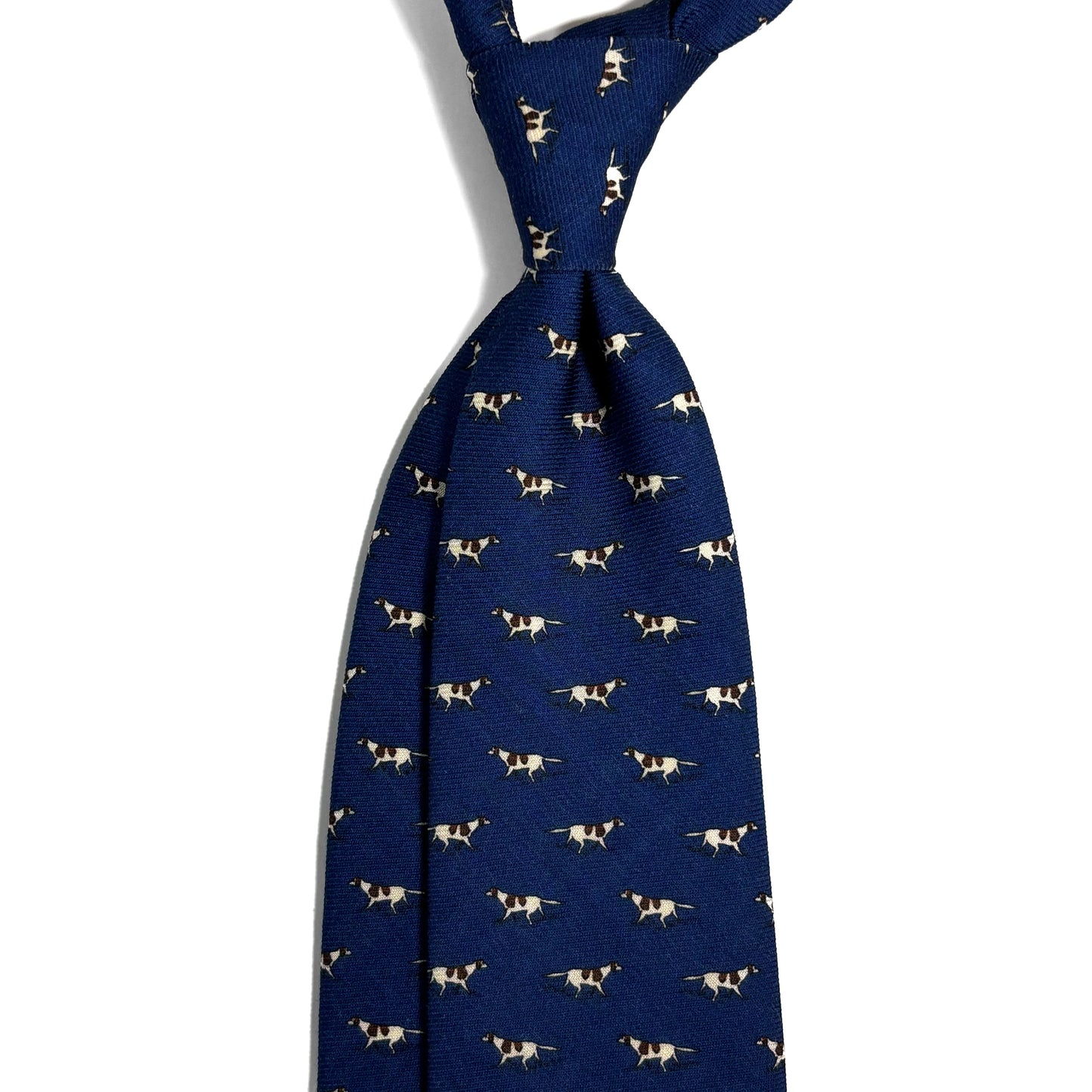 Navy Blue Dog Print Wool Challis Tie