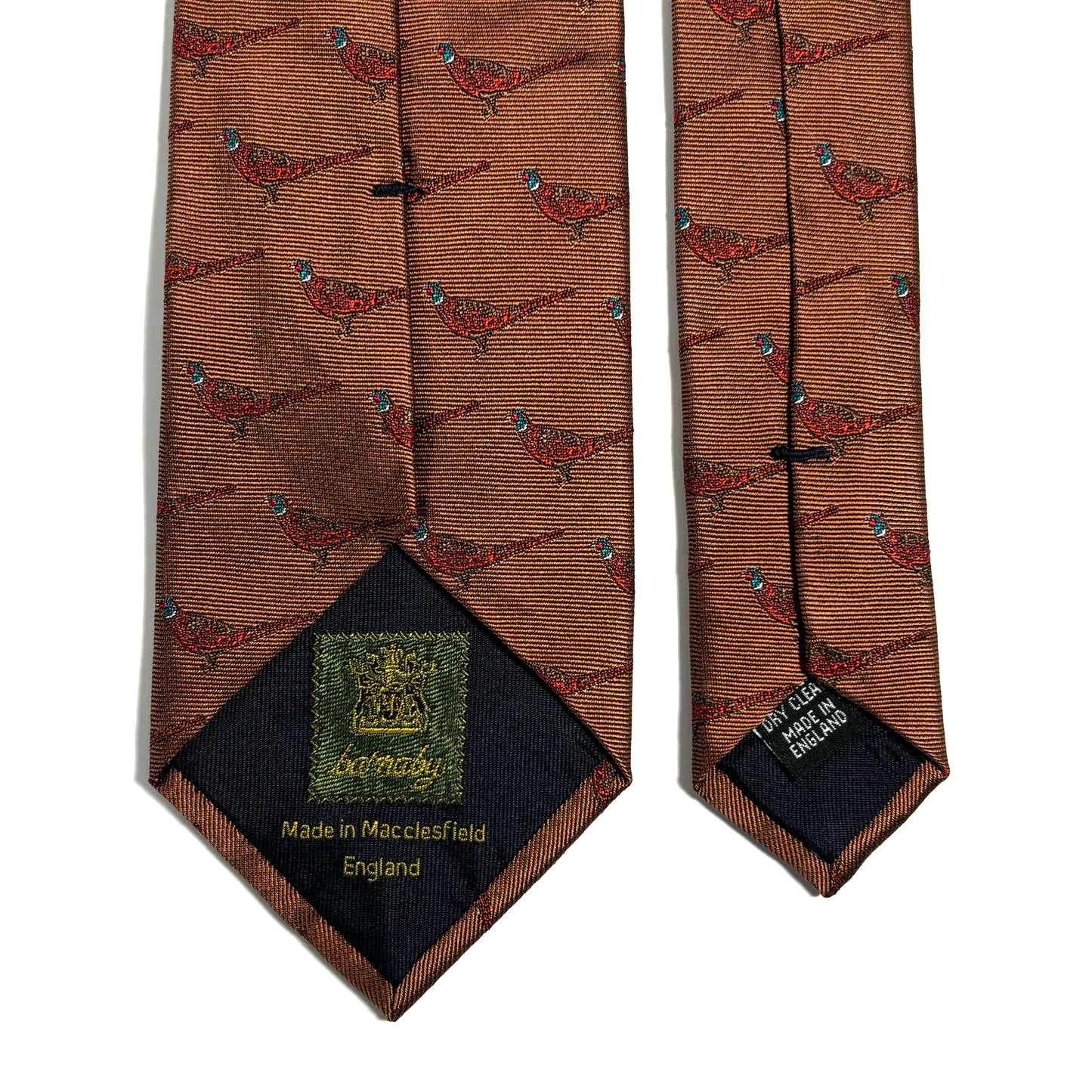 Brown Pheasant Motif Silk Jacquard Tie