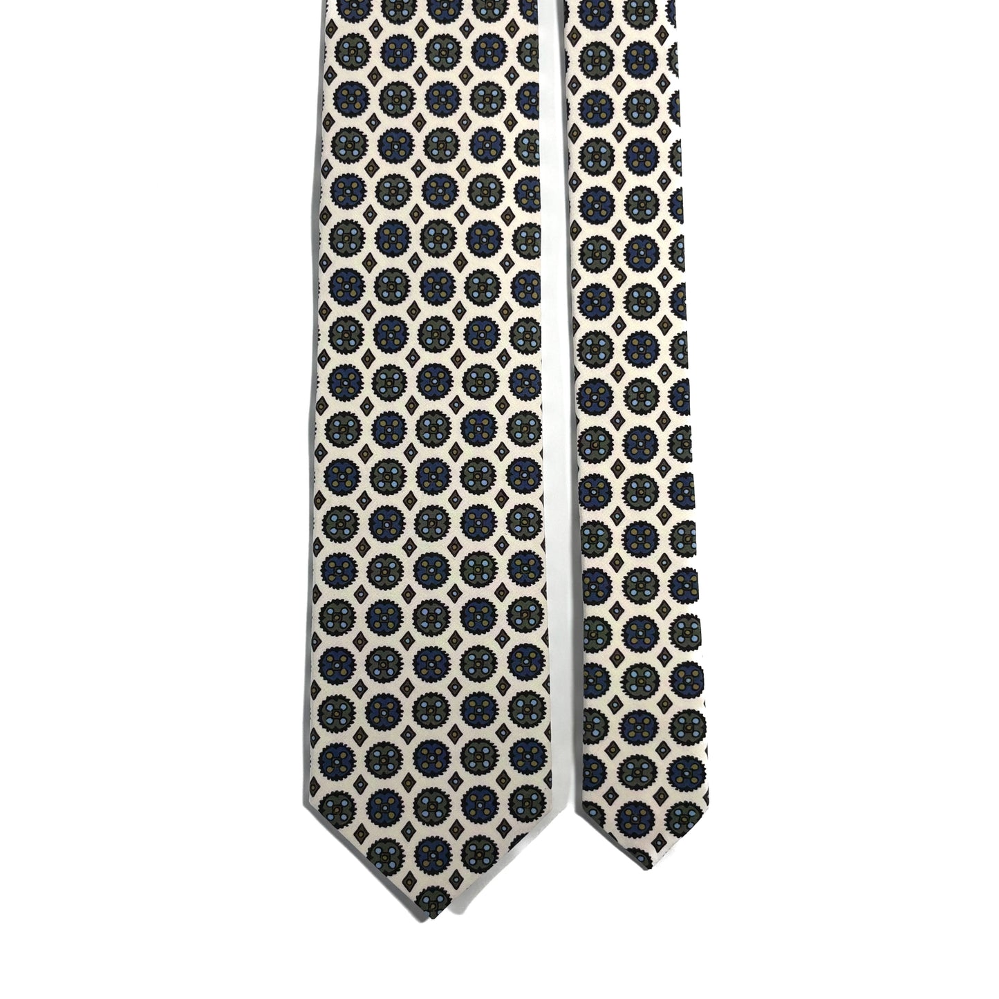 White Floral Medallion Ancient Madder Silk Tie