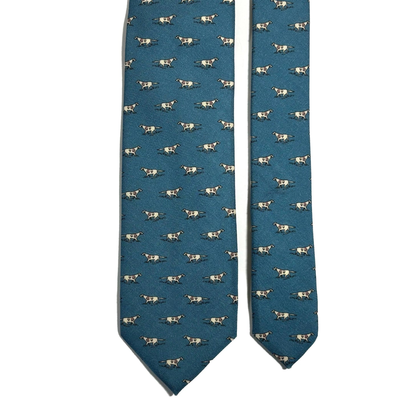 Aqua Blue Dog Print Wool Challis Tie