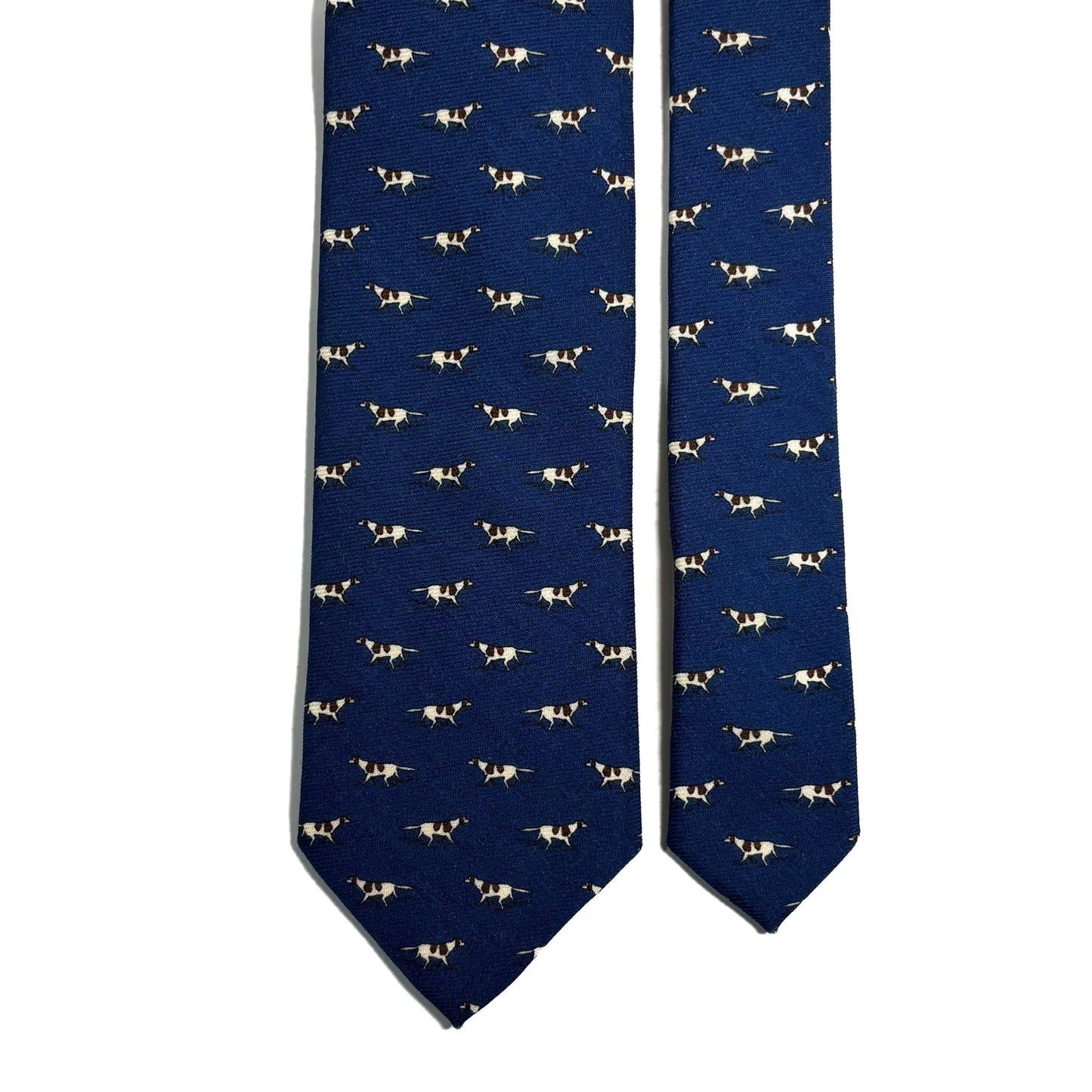 Navy Blue Dog Print Wool Challis Tie