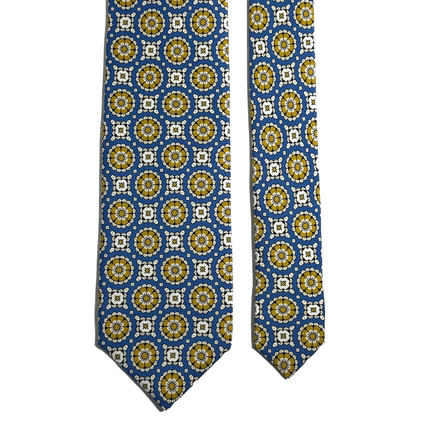 Azure Blue & Yellow Geometric Silk Tie