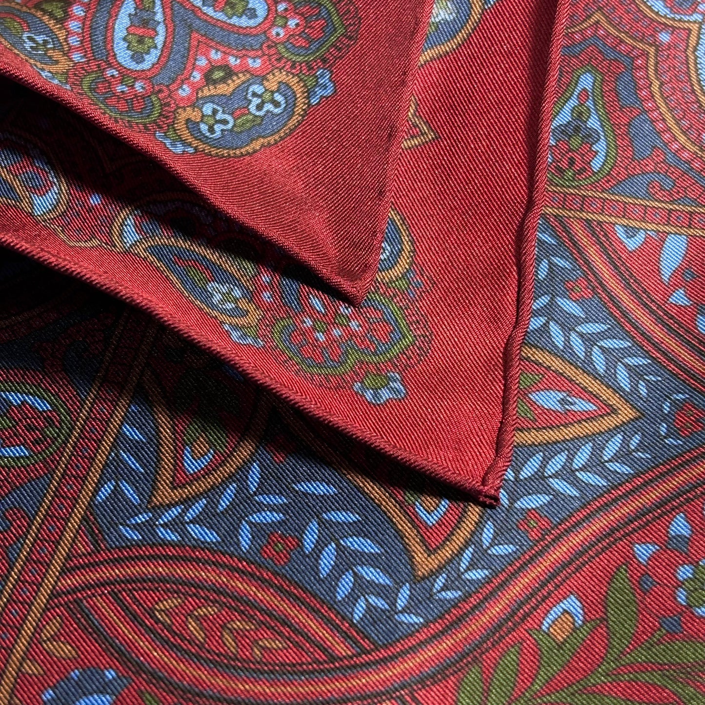 Burgundy Floral Paisley Silk Pocket Square