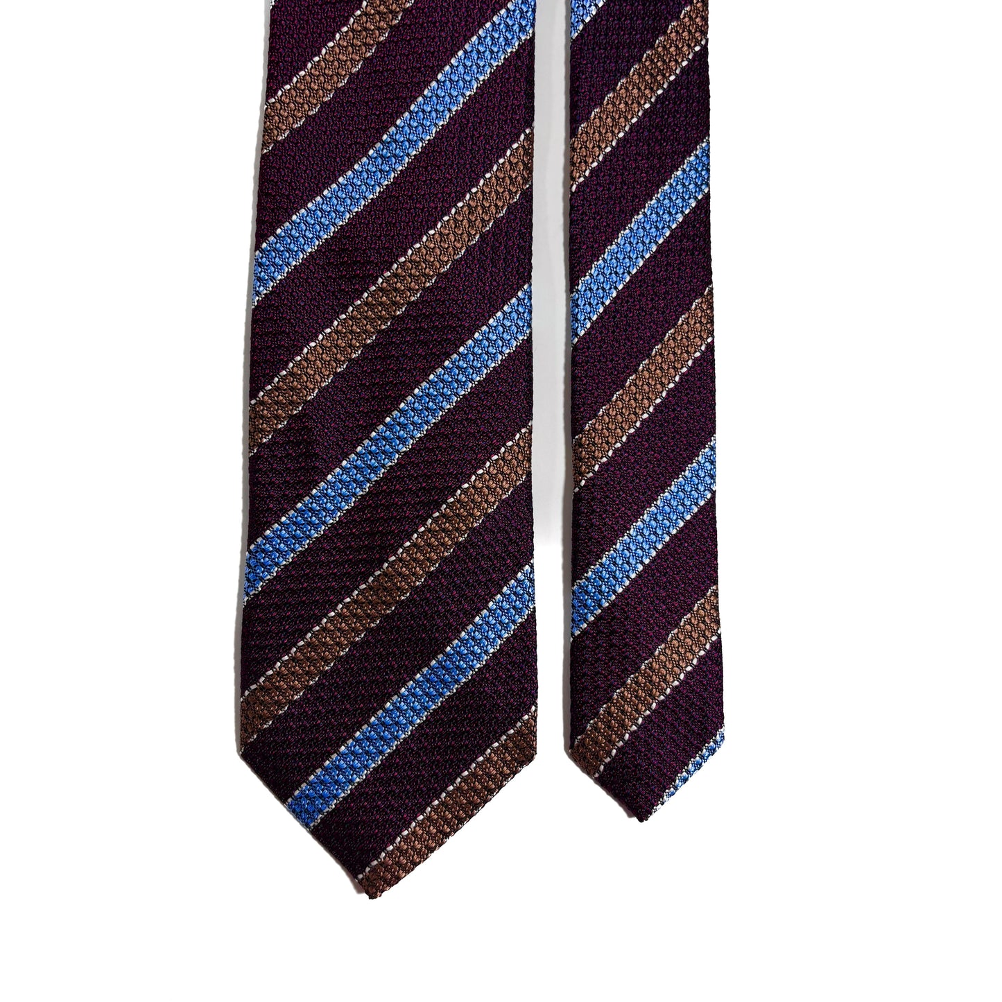Burgundy Striped Silk Grenadine Tie (English Weave)
