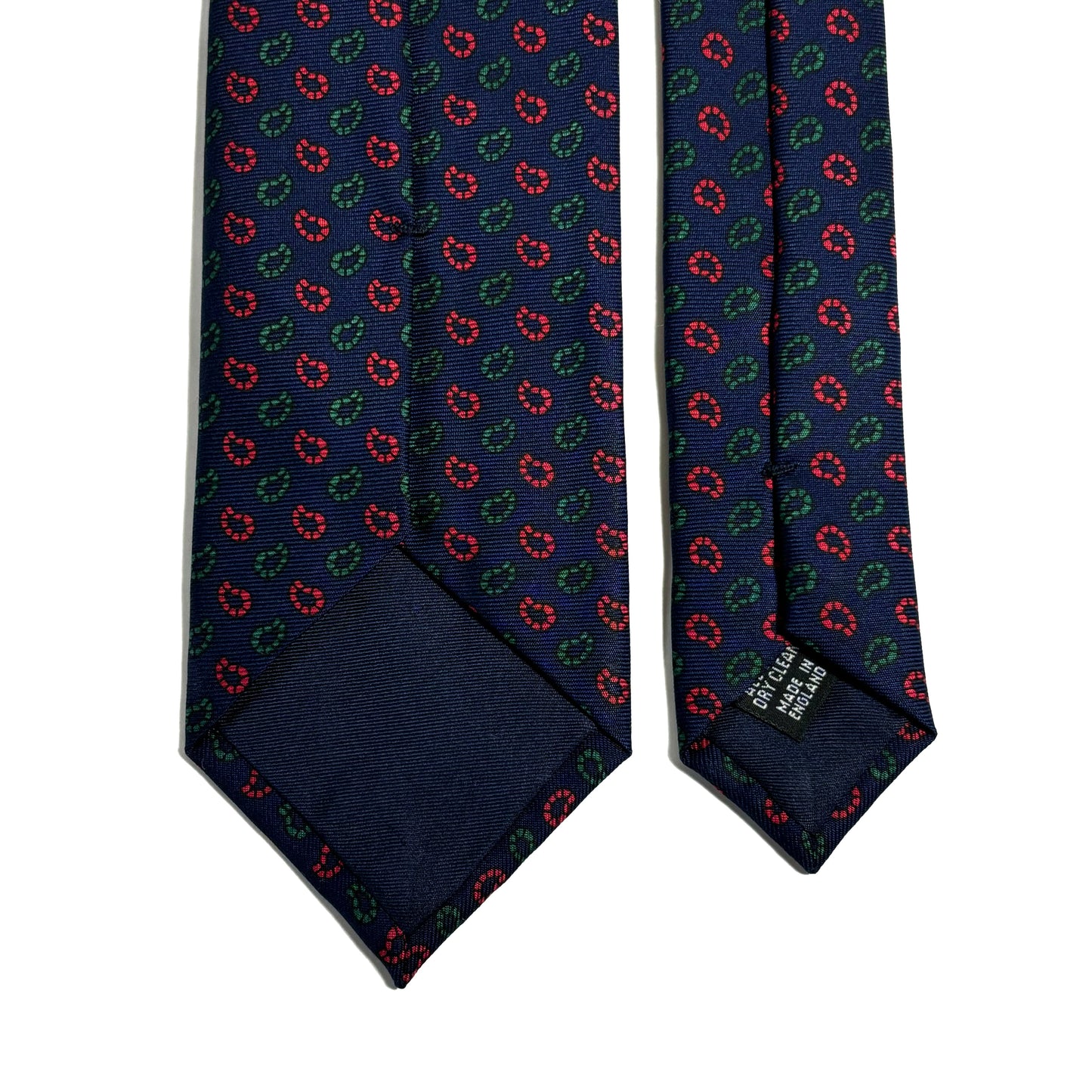 Hand-Printed Navy Blue Small Paisley Silk Tie