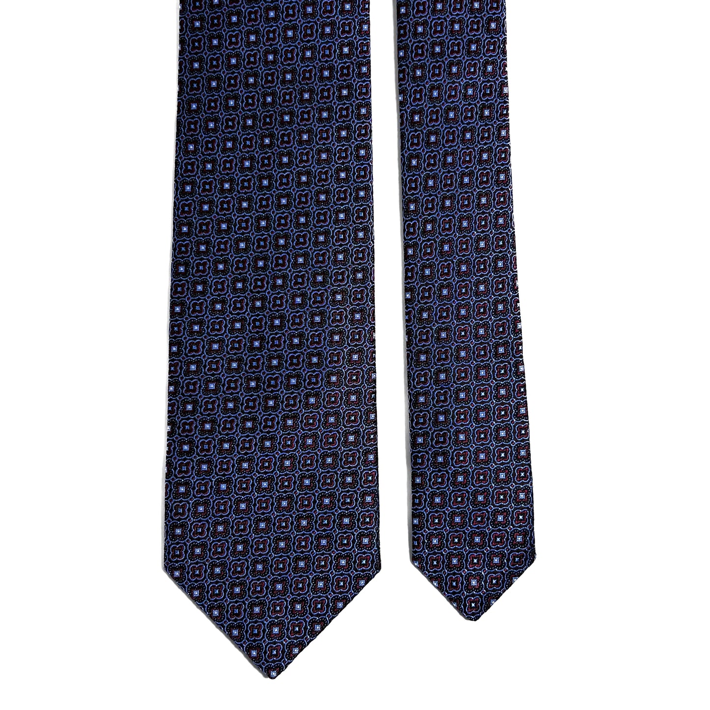 Navy Blue & Burgundy Floral Silk Jacquard Tie