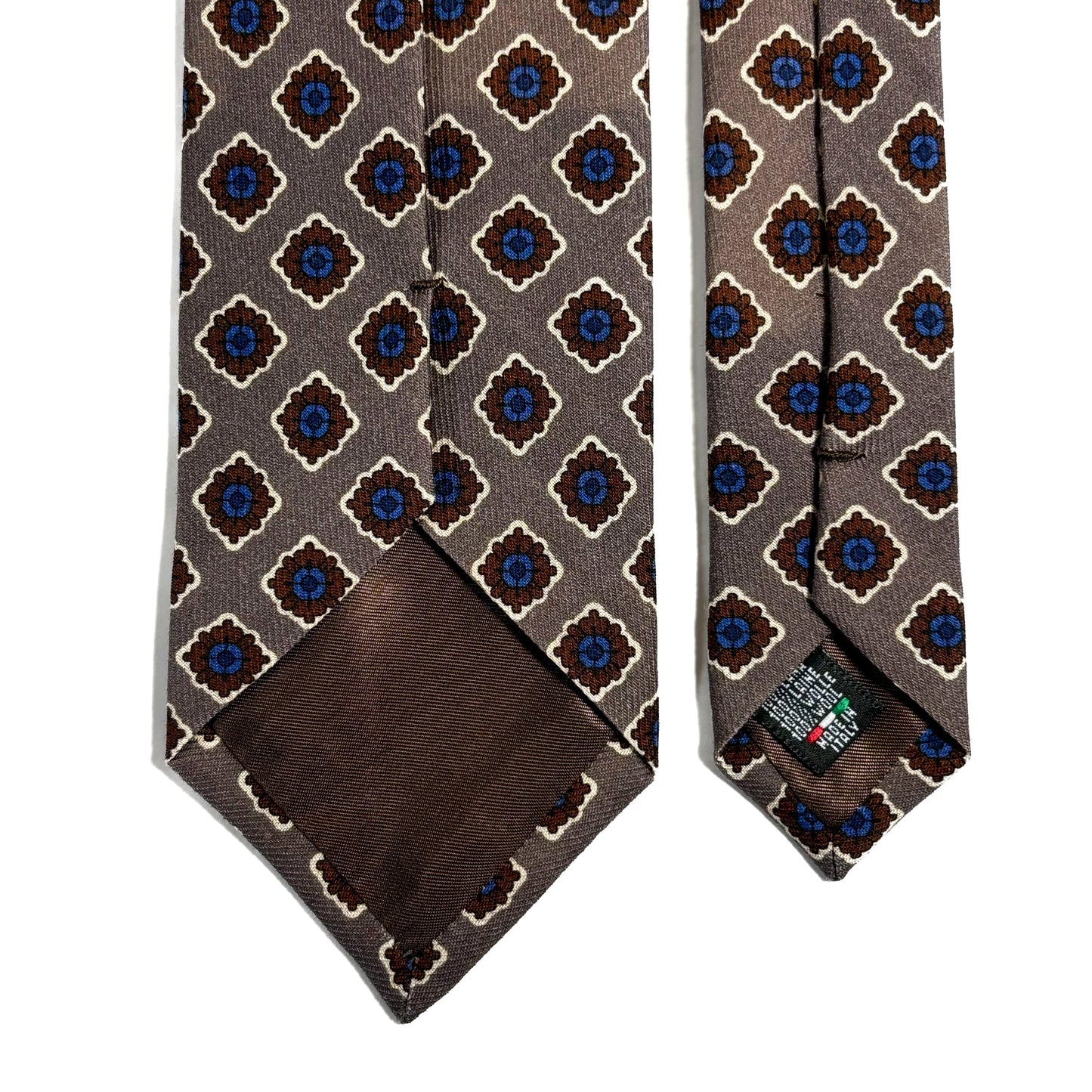 Beige Geometric Wool Challis Tie