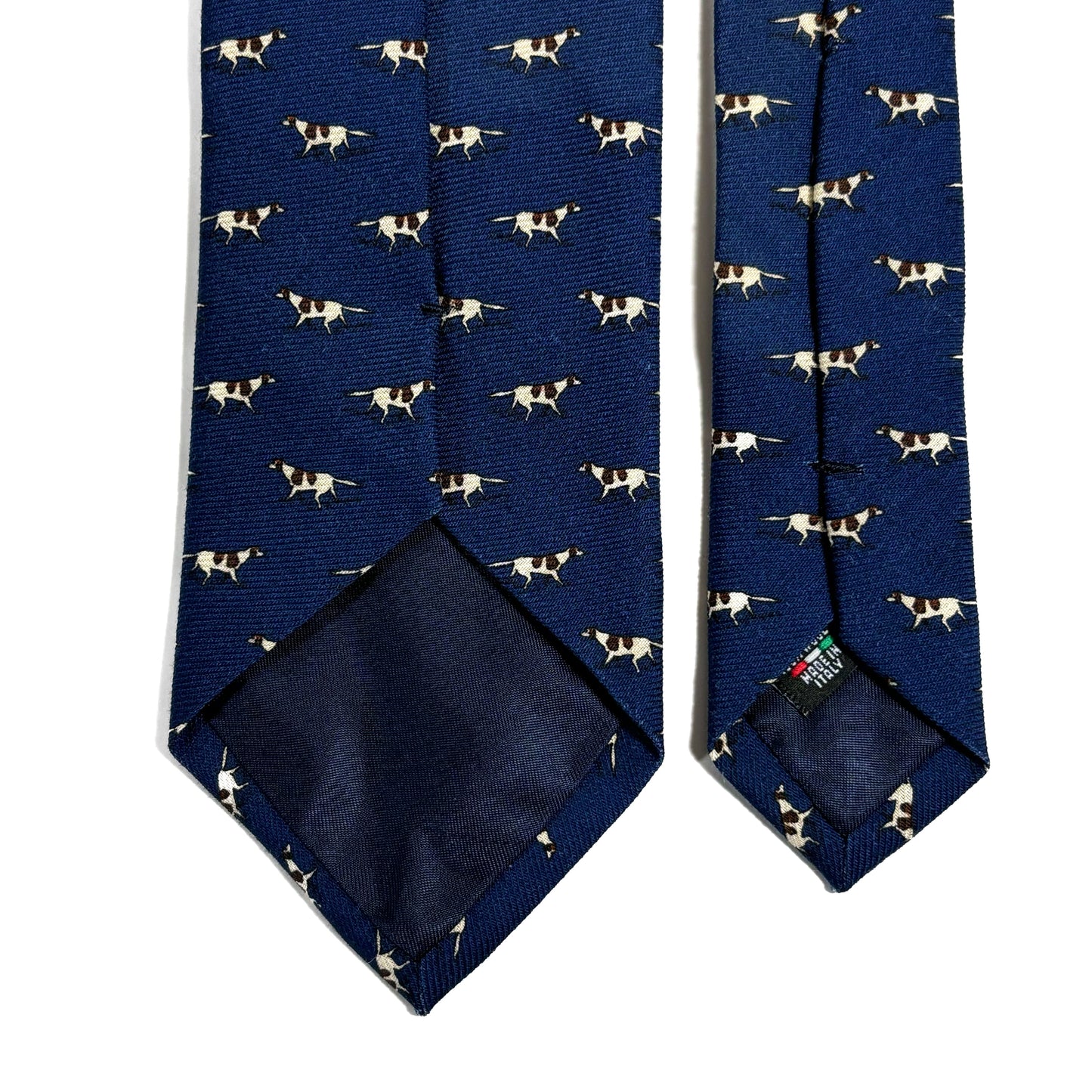 Navy Blue Dog Print Wool Challis Tie