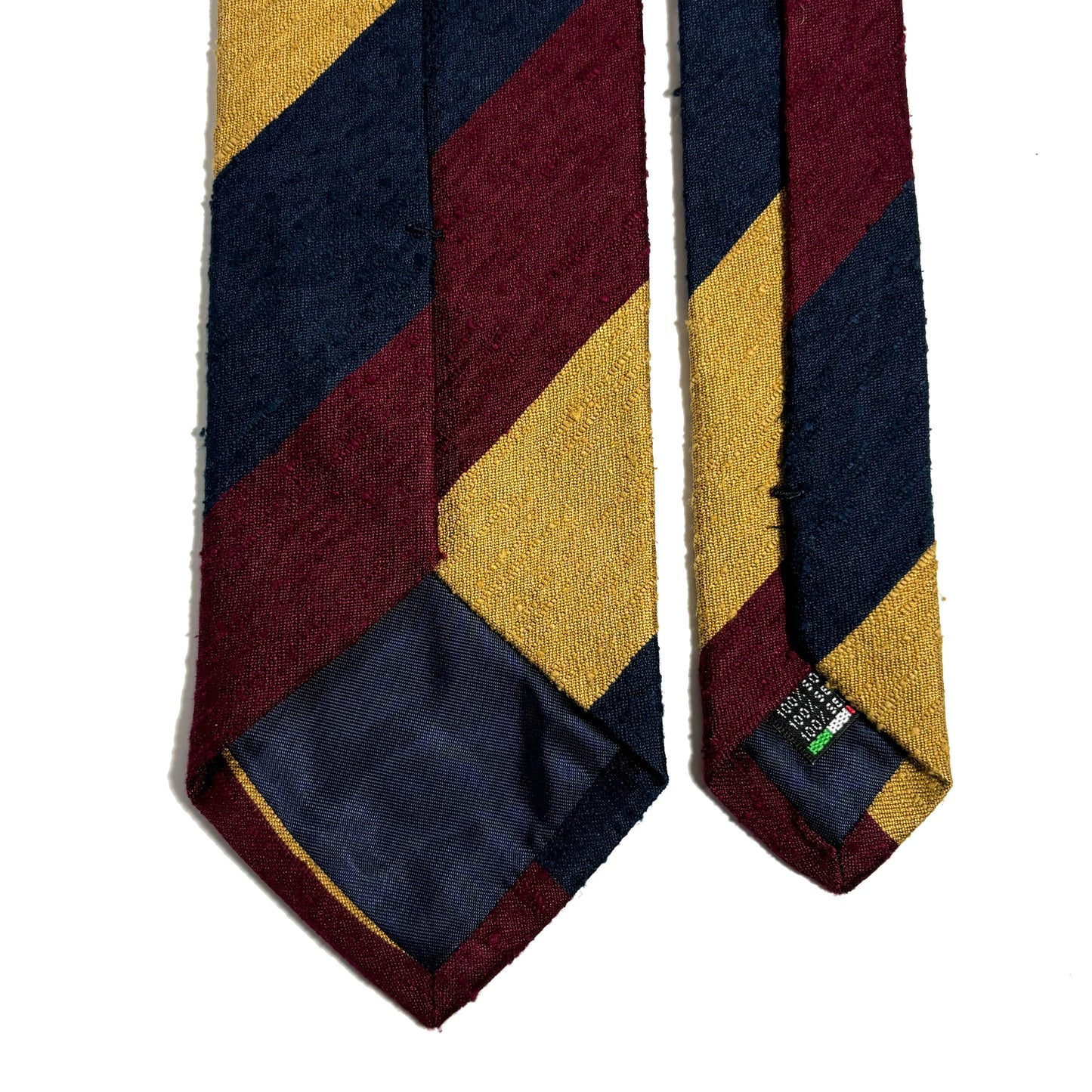 Navy Blue / Burgundy / Gold Striped Silk Shantung Tie