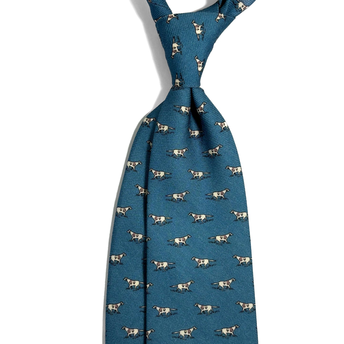 Aqua Blue Dog Print Wool Challis Tie