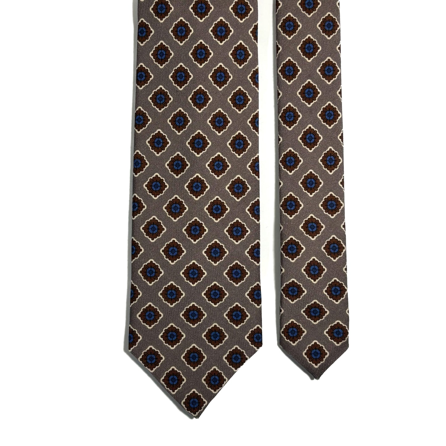 Beige Geometric Wool Challis Tie