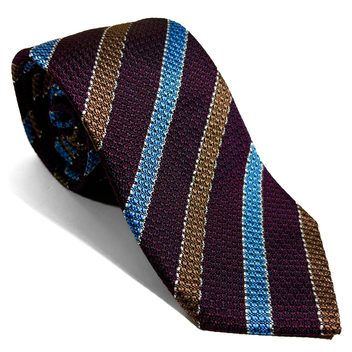 Burgundy Striped Silk Grenadine Tie (English Weave)