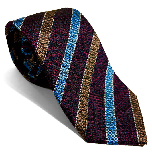 Burgundy Striped Silk Grenadine Tie (English Weave)