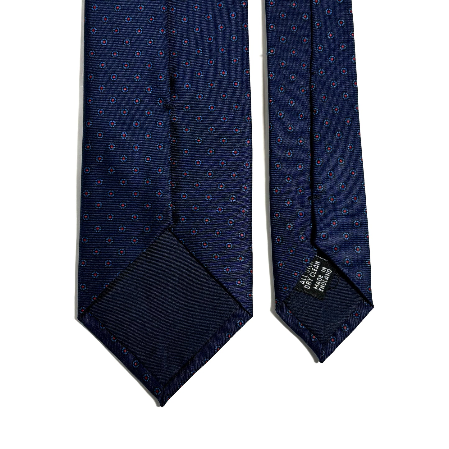 Hand-Printed Navy Blue Floral Silk Tie