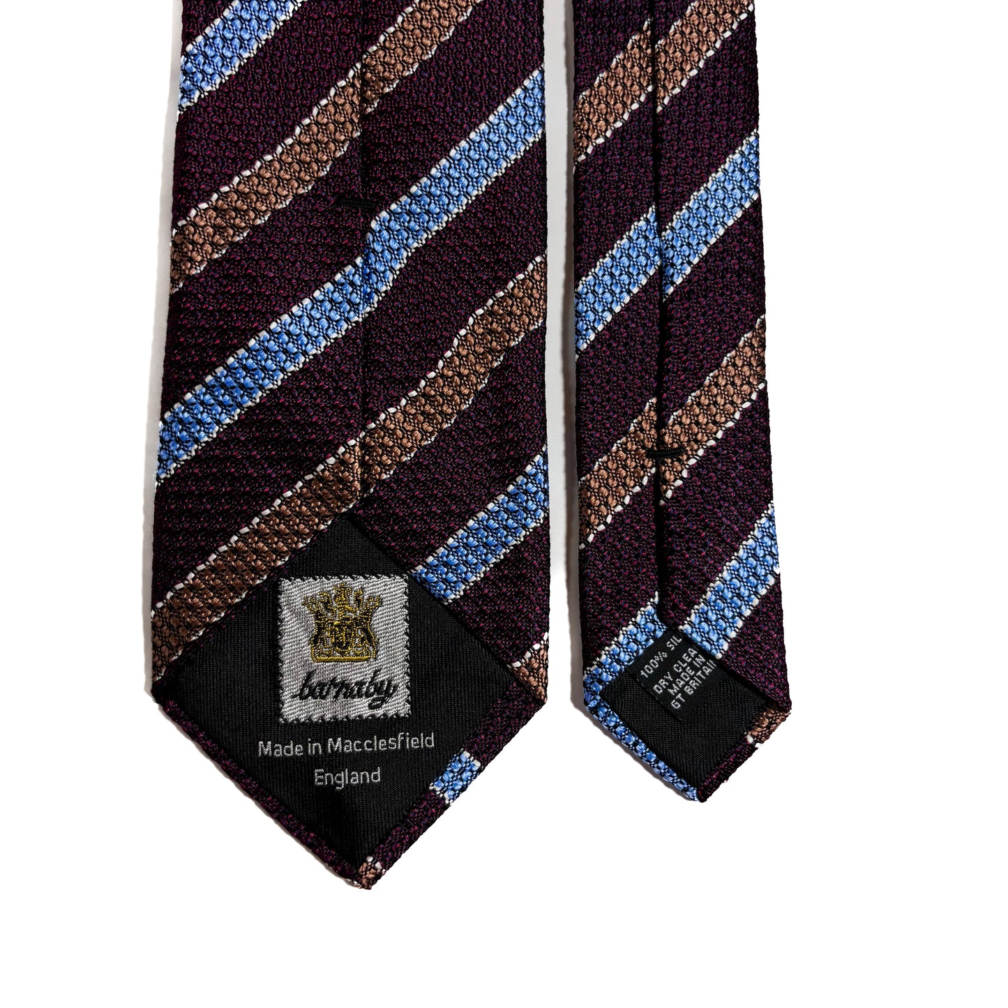 Burgundy Striped Silk Grenadine Tie (English Weave)