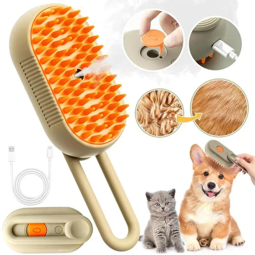 Pet Steam Brush Cat And Dog Deshedder Tool for Grooming And Hair