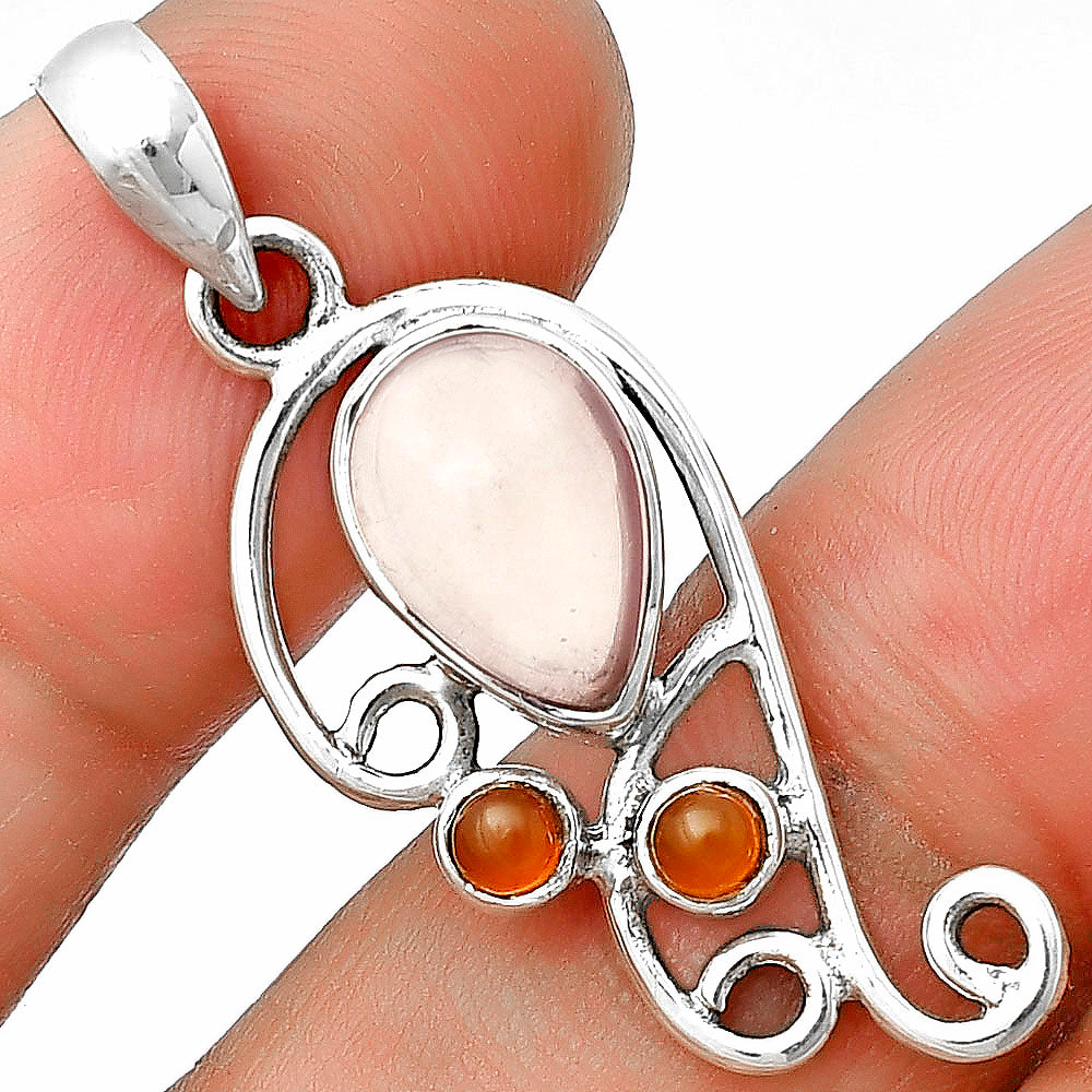 Rose Quartz - Madagascar & Carnelian Pendant P-1039 SDP139286