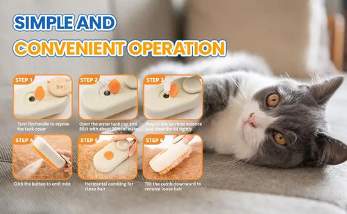 Pet Steam Brush Cat And Dog Deshedder Tool for Grooming And Hair