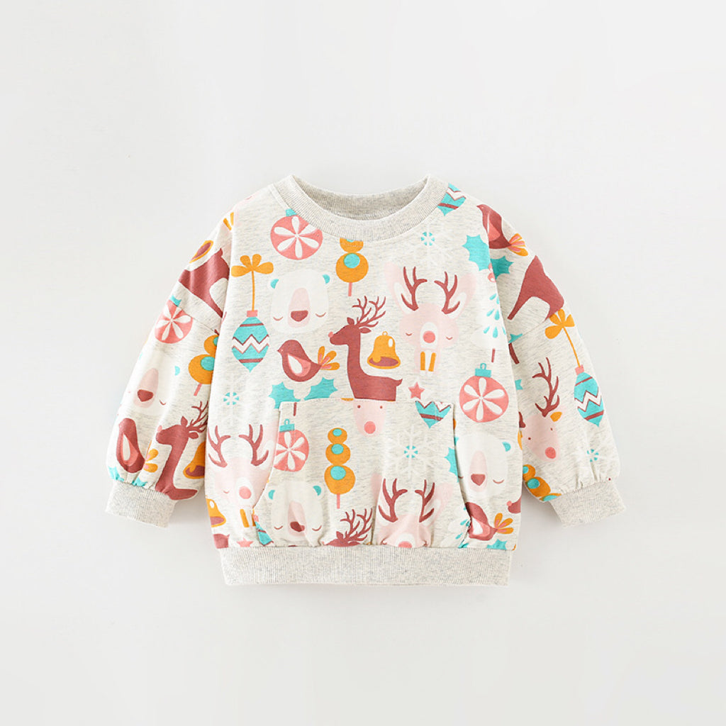 MyKids-USA® Baby Girl Deer Print Pattern O-Neck Fashion Hoodie