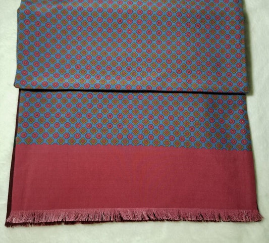 Reversible Red & Blue Floral Ancient Madder Silk Scarf