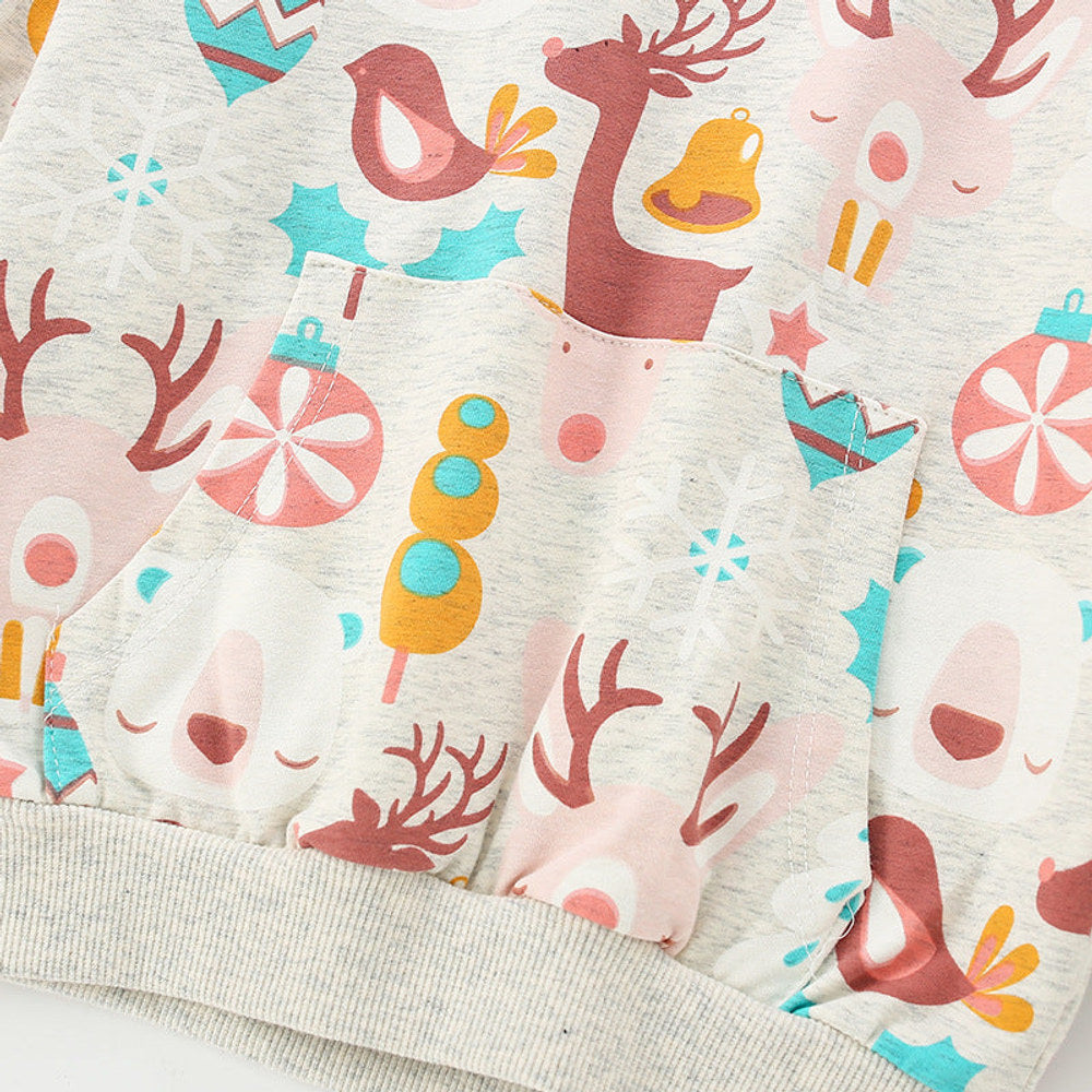 MyKids-USA® Baby Girl Deer Print Pattern O-Neck Fashion Hoodie