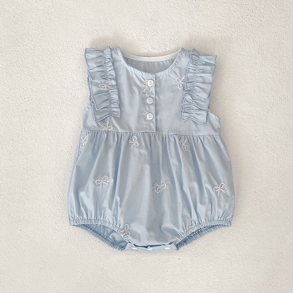 MyKids-USA® Baby Girls French-style Butterfly-Bows Embroidery Pattern Sleeveless bodysuit and Dress – Princess Sister Matching
