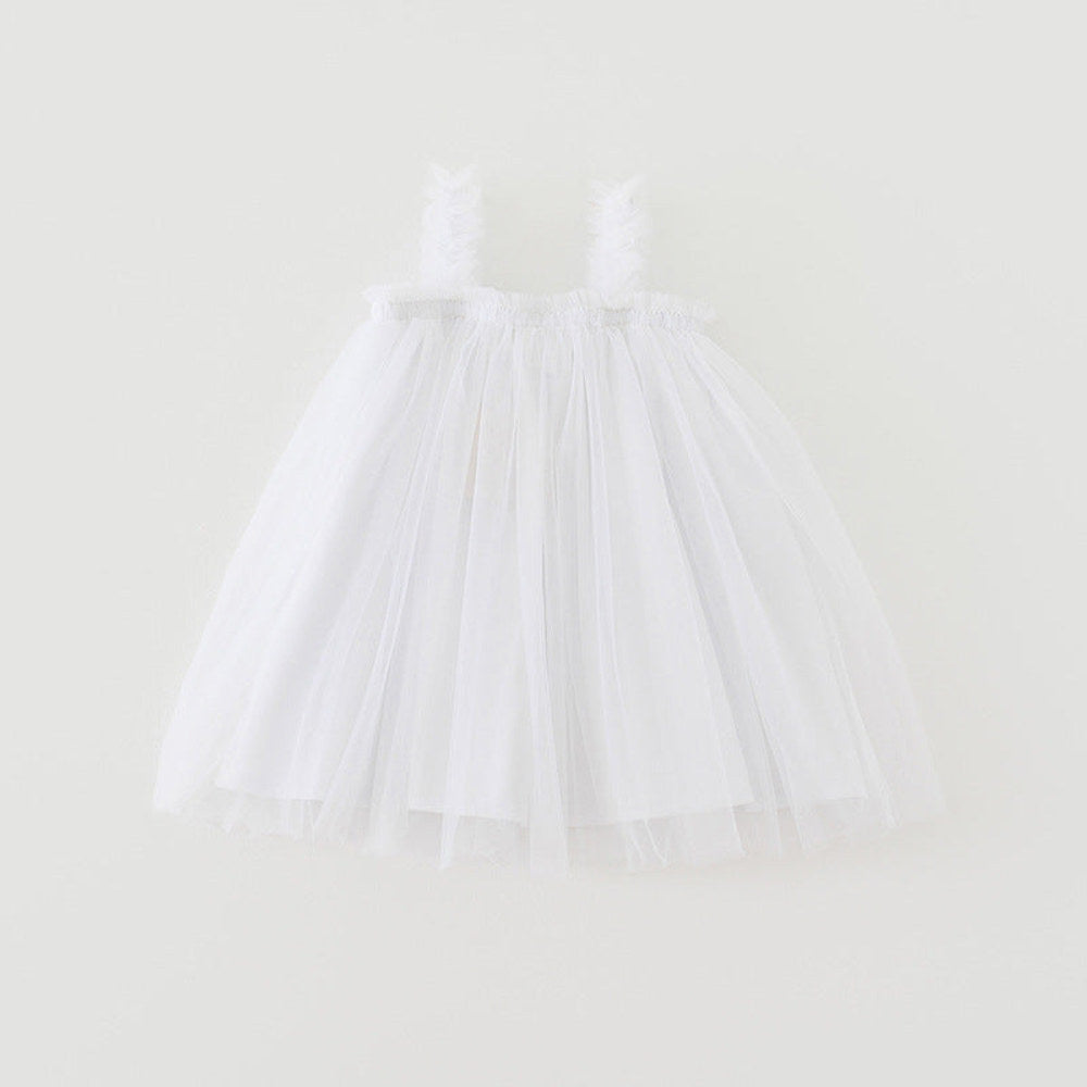 MyKids-USA® Baby Kids Girls Sleeveless Plain Tulle Strap Dress