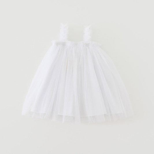 MyKids-USA® Baby Kids Girls Sleeveless Plain Tulle Strap Dress