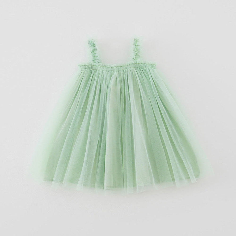 MyKids-USA® Baby Kids Girls Sleeveless Plain Tulle Strap Dress