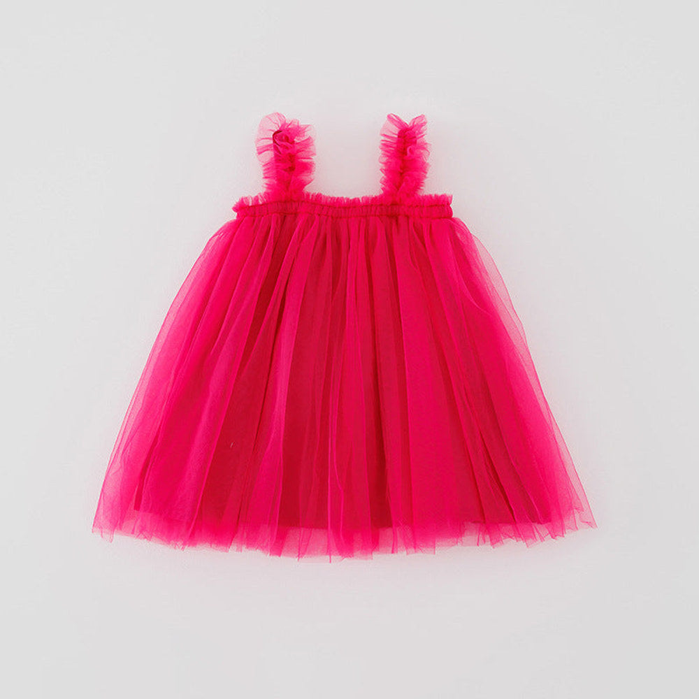 MyKids-USA® Baby Kids Girls Sleeveless Plain Tulle Strap Dress