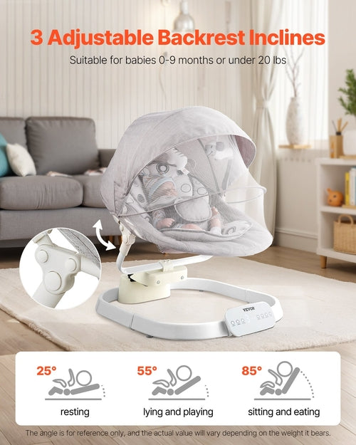 Baby Swing, Baby Rocker for Infant with 3 Speeds & 3 Seat Positions,
