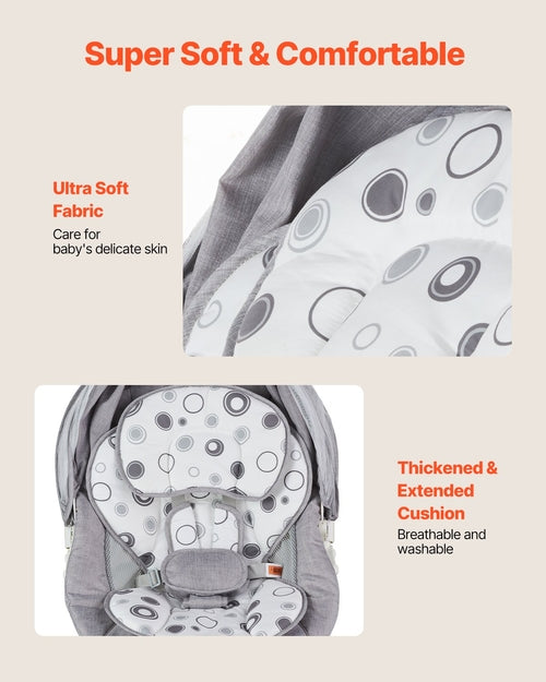 Baby Swing, Baby Rocker for Infant with 3 Speeds & 3 Seat Positions,