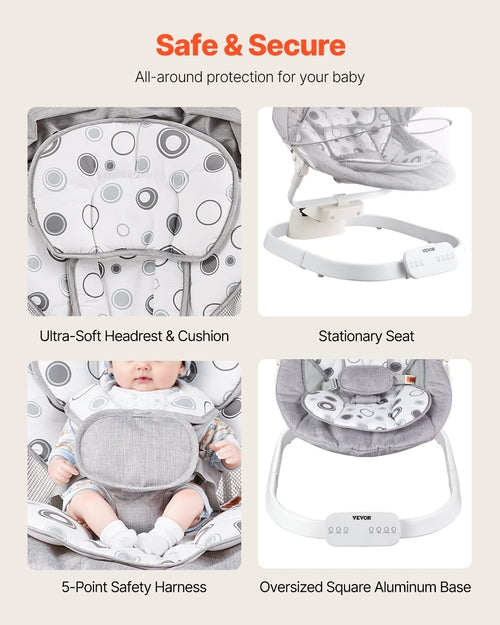 Baby Swing, Baby Rocker for Infant with 3 Speeds & 3 Seat Positions,